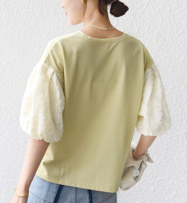 SHIPS for women「【WEB限定】〈接触冷感/UVカット/汗染み防止加工〉FUNCTION 袖 レース プルオーバー」|Tシャツ・カットソー|