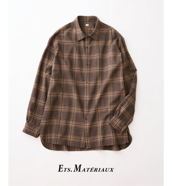 EDIFICE「ETS.MATERIAUX(マテリオ) チェック フレンチ ワーク シャツ」|シャツ・ブラウス|ブラウン
