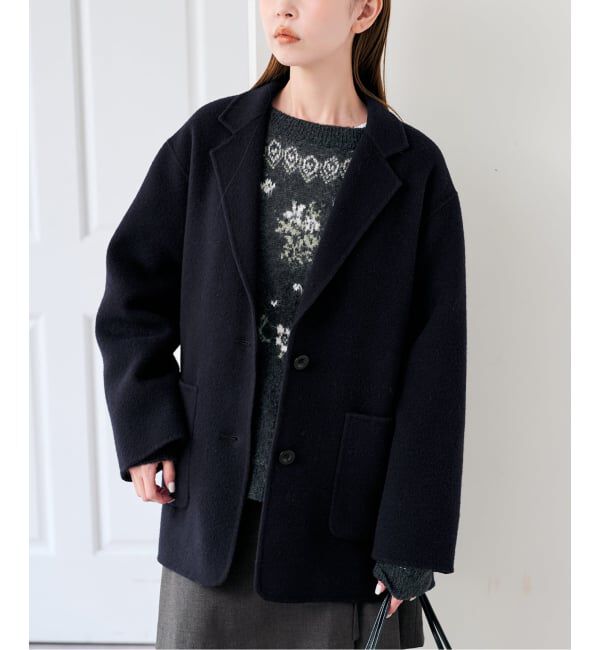 U by SPICK&SPAN「《予約》Super140 リバーテーラードコート」|チェスターコート|ネイビー