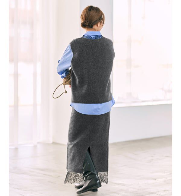 Spick and Span「《一部店舗+WEB限定予約》レースニットタイトスカート」|スカート|