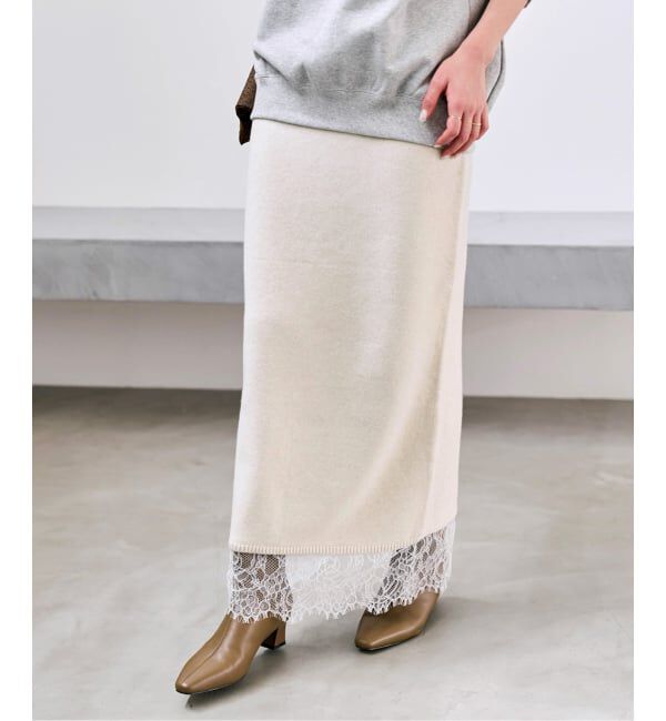 Spick and Span「《一部店舗+WEB限定予約》レースニットタイトスカート」|スカート|