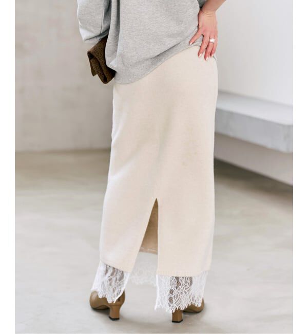 Spick and Span「《一部店舗+WEB限定予約》レースニットタイトスカート」|スカート|