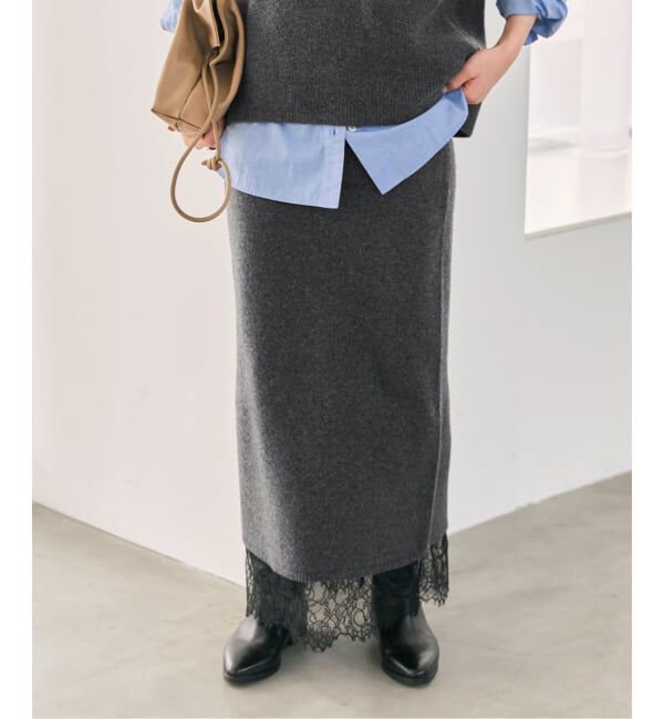 Spick and Span「《一部店舗+WEB限定予約》レースニットタイトスカート」|スカート|