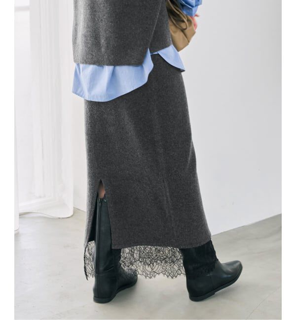 Spick and Span「《一部店舗+WEB限定予約》レースニットタイトスカート」|スカート|