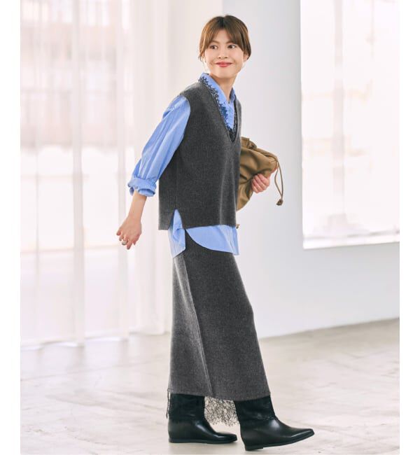 Spick and Span「《一部店舗+WEB限定予約》レースニットタイトスカート」|スカート|