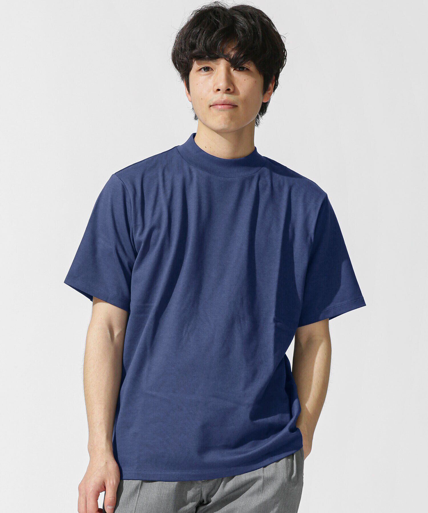 nano･universe「LB.03/Anti Soaked 汗染み防止 モックネックTシャツ」|Tシャツ・カットソー|ネイビー