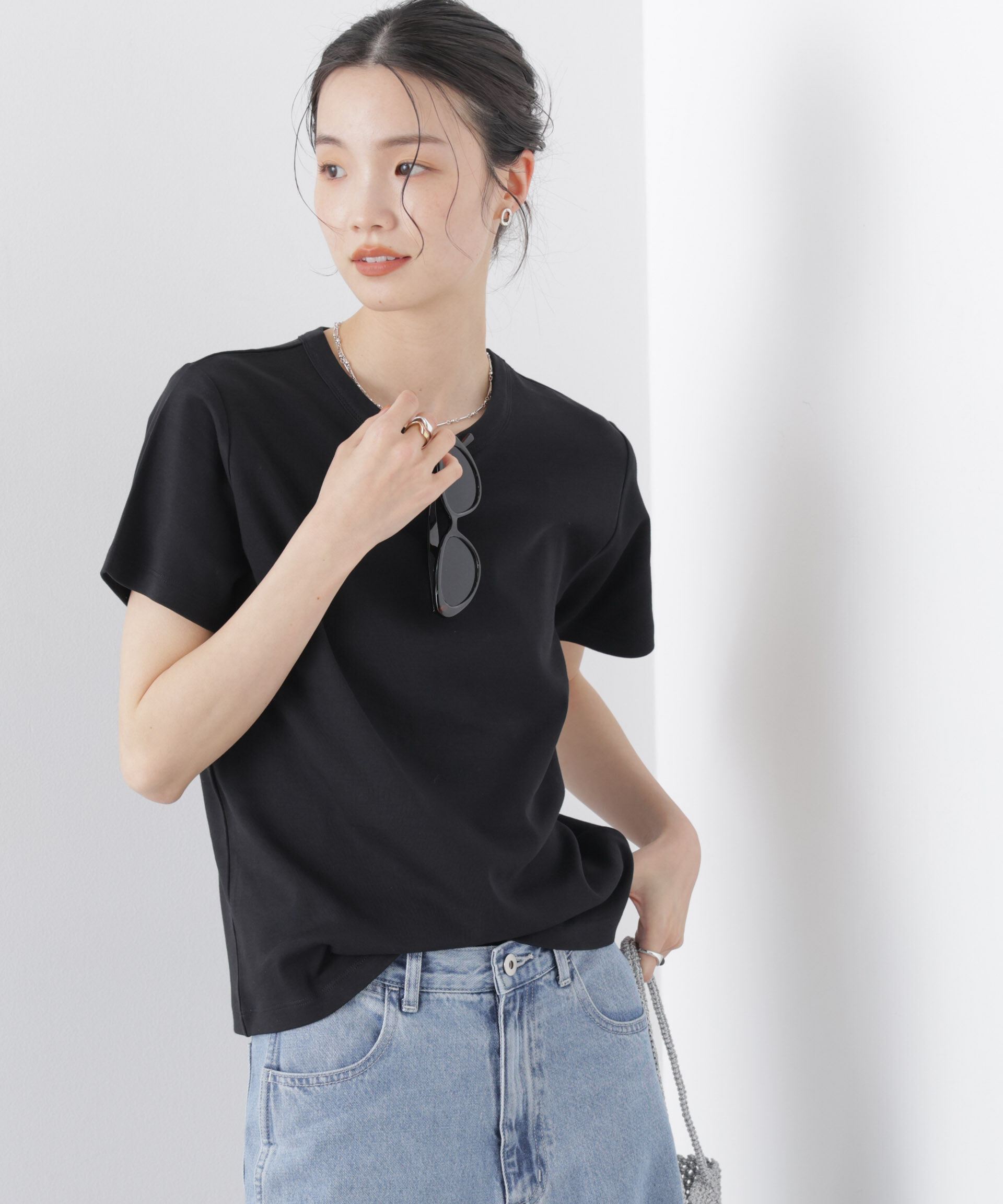 nano･universe「Repur加工 スムースシルケットクルーネックTシャツ」|Tシャツ・カットソー|