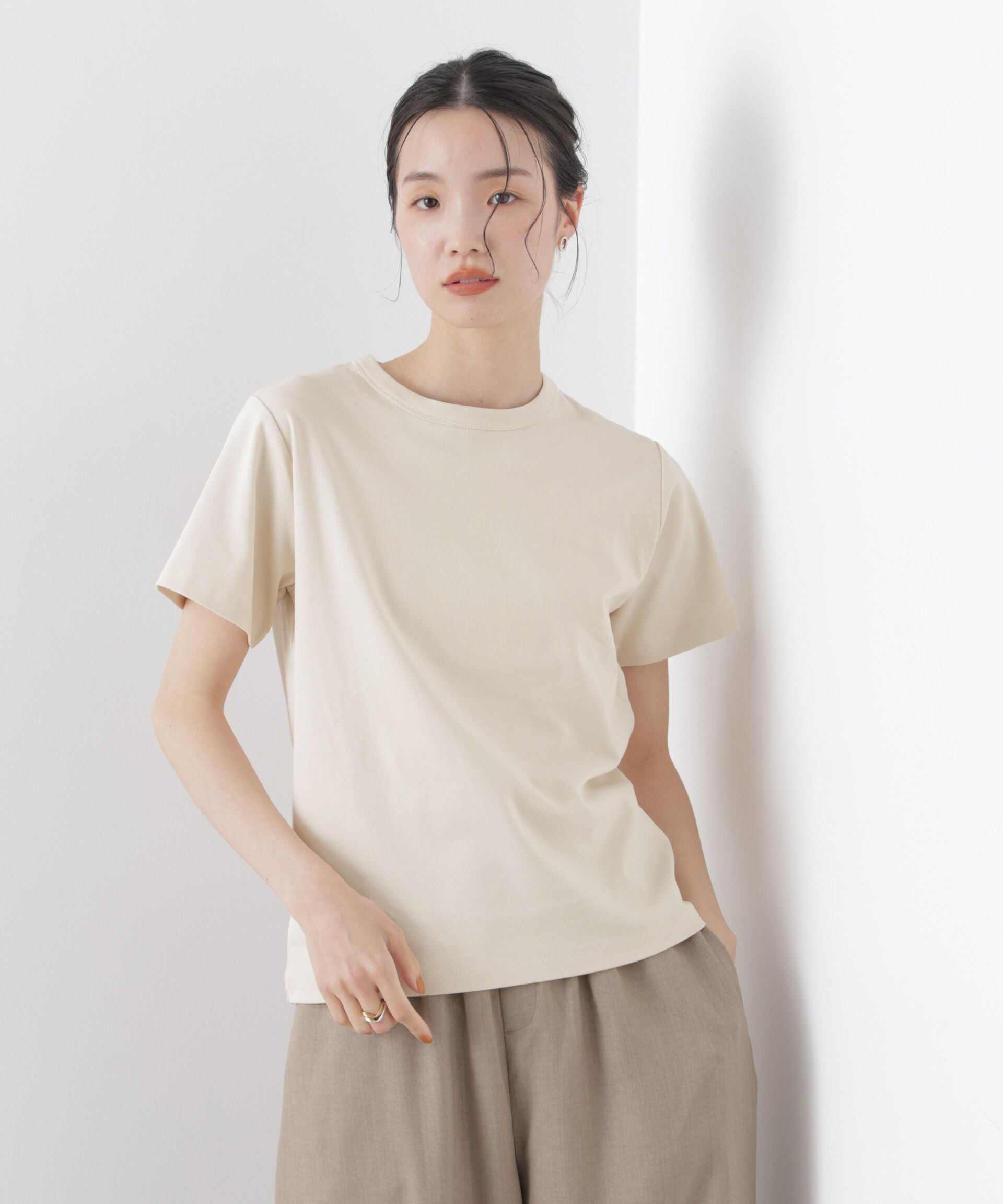 nano･universe「Repur加工 スムースシルケットクルーネックTシャツ」|Tシャツ・カットソー|