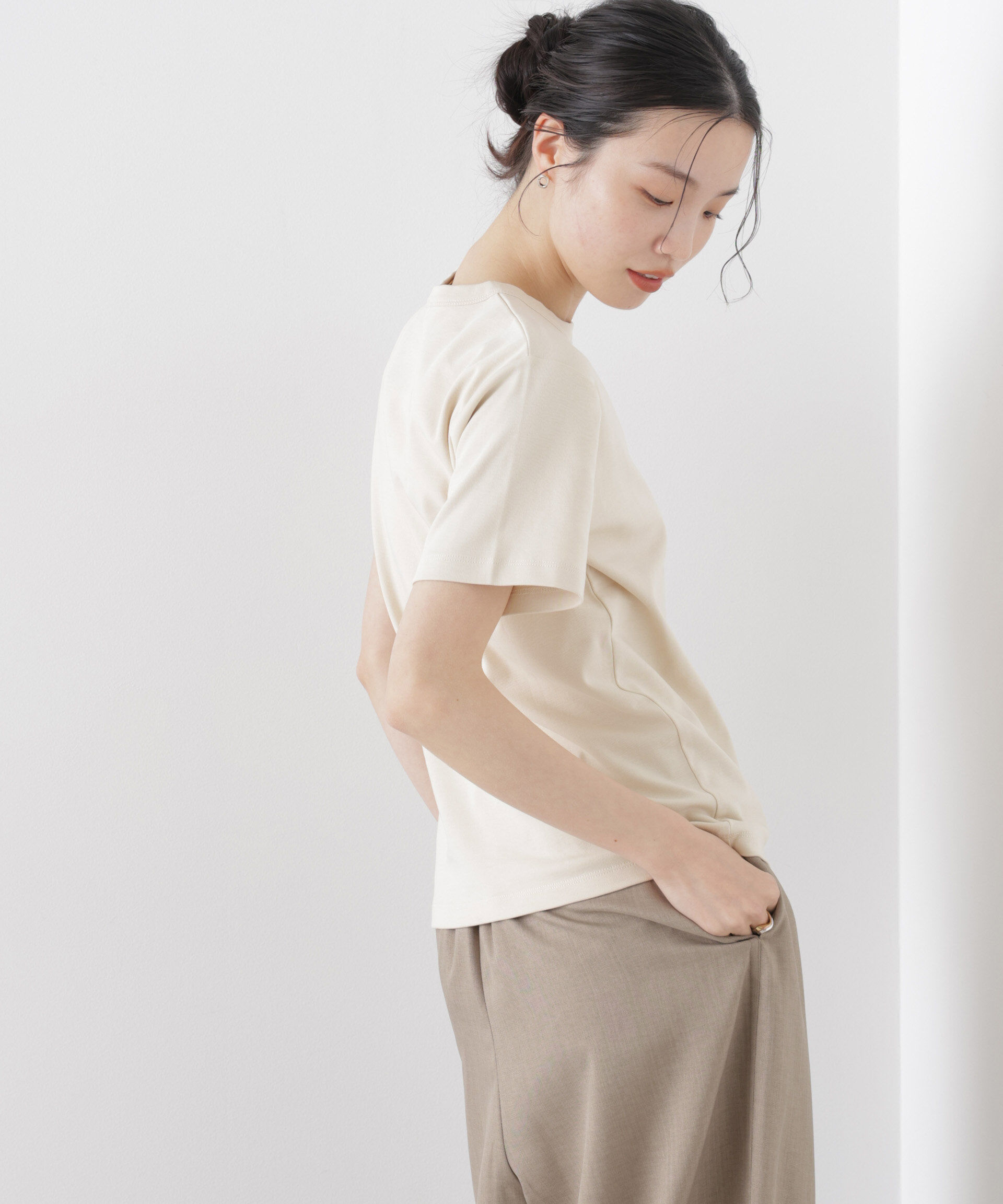nano･universe「Repur加工 スムースシルケットクルーネックTシャツ」|Tシャツ・カットソー|