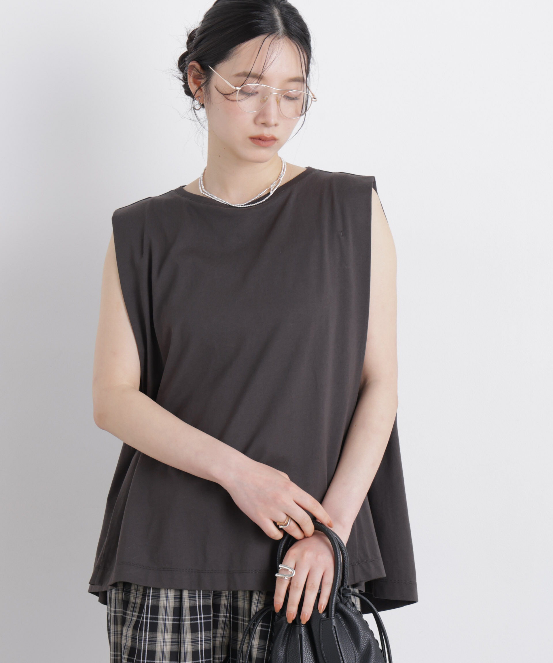NANO universe「NANOFINE ボックスフレアカットトップス」|Tシャツ・カットソー|