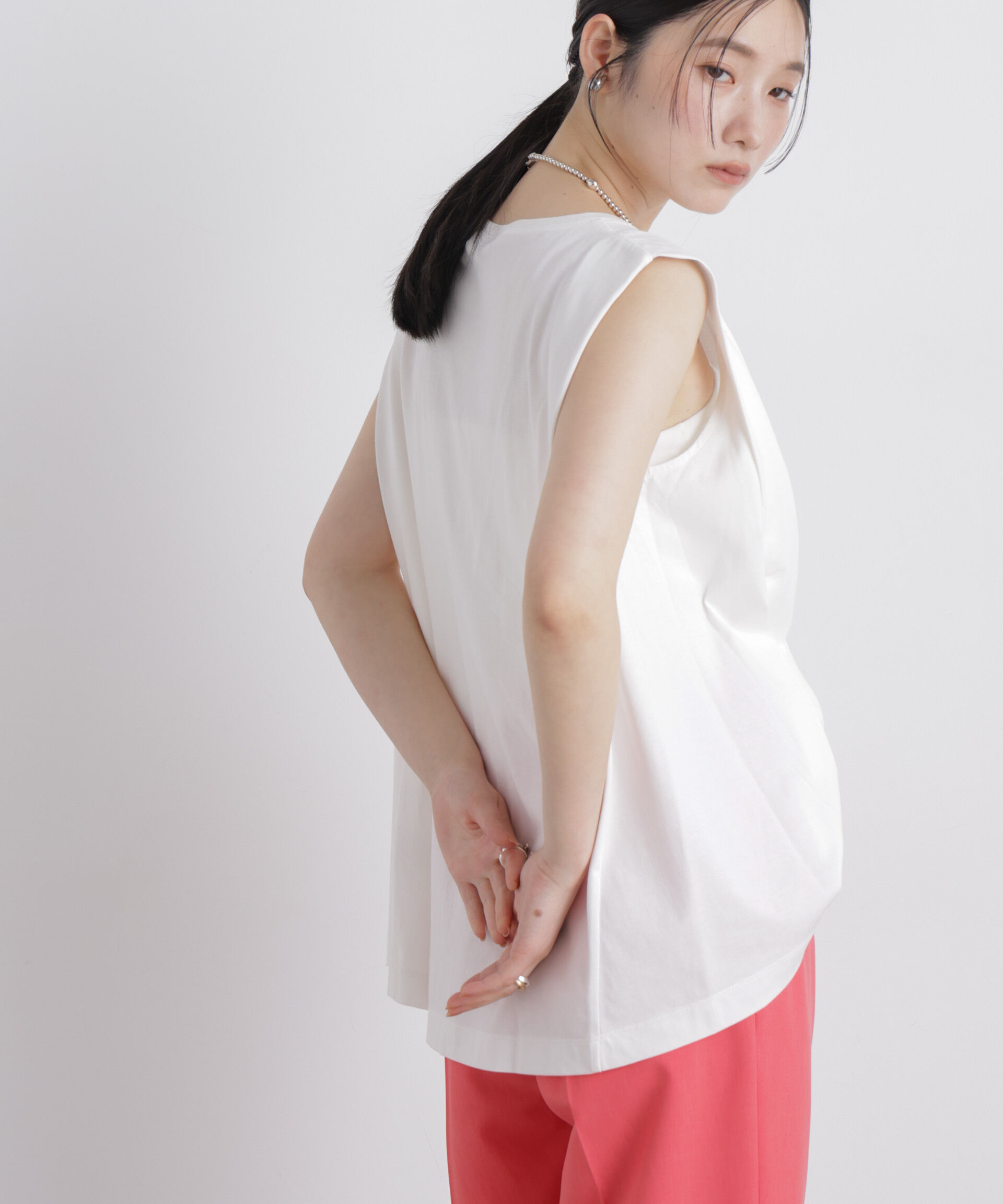 NANO universe「NANOFINE ボックスフレアカットトップス」|Tシャツ・カットソー|