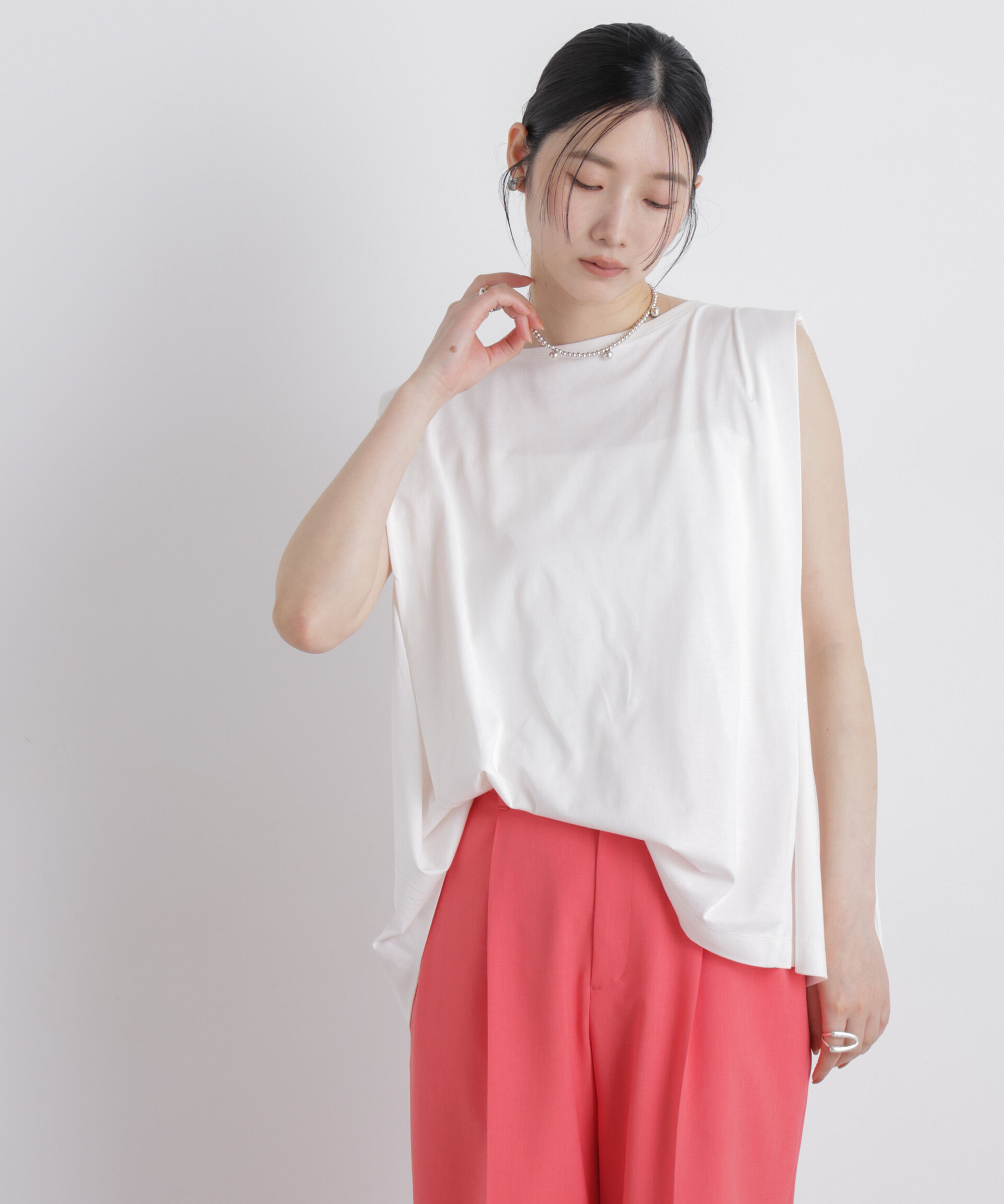NANO universe「NANOFINE ボックスフレアカットトップス」|Tシャツ・カットソー|