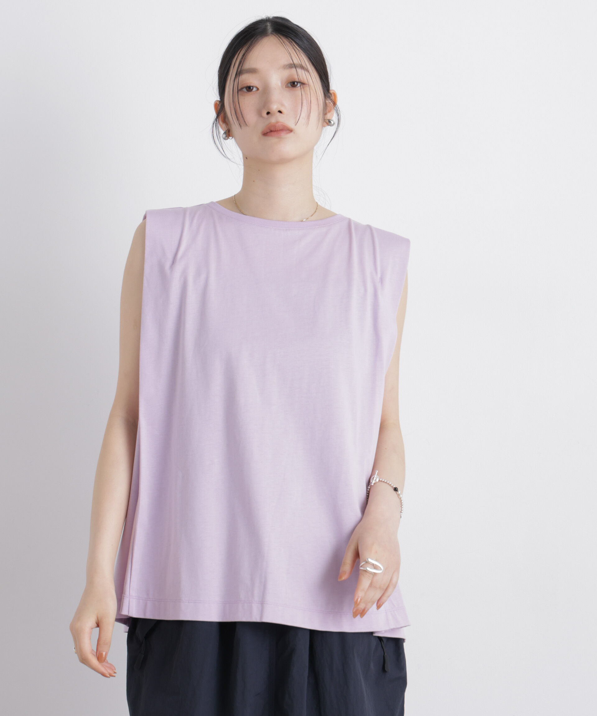 NANO universe「NANOFINE ボックスフレアカットトップス」|Tシャツ・カットソー|