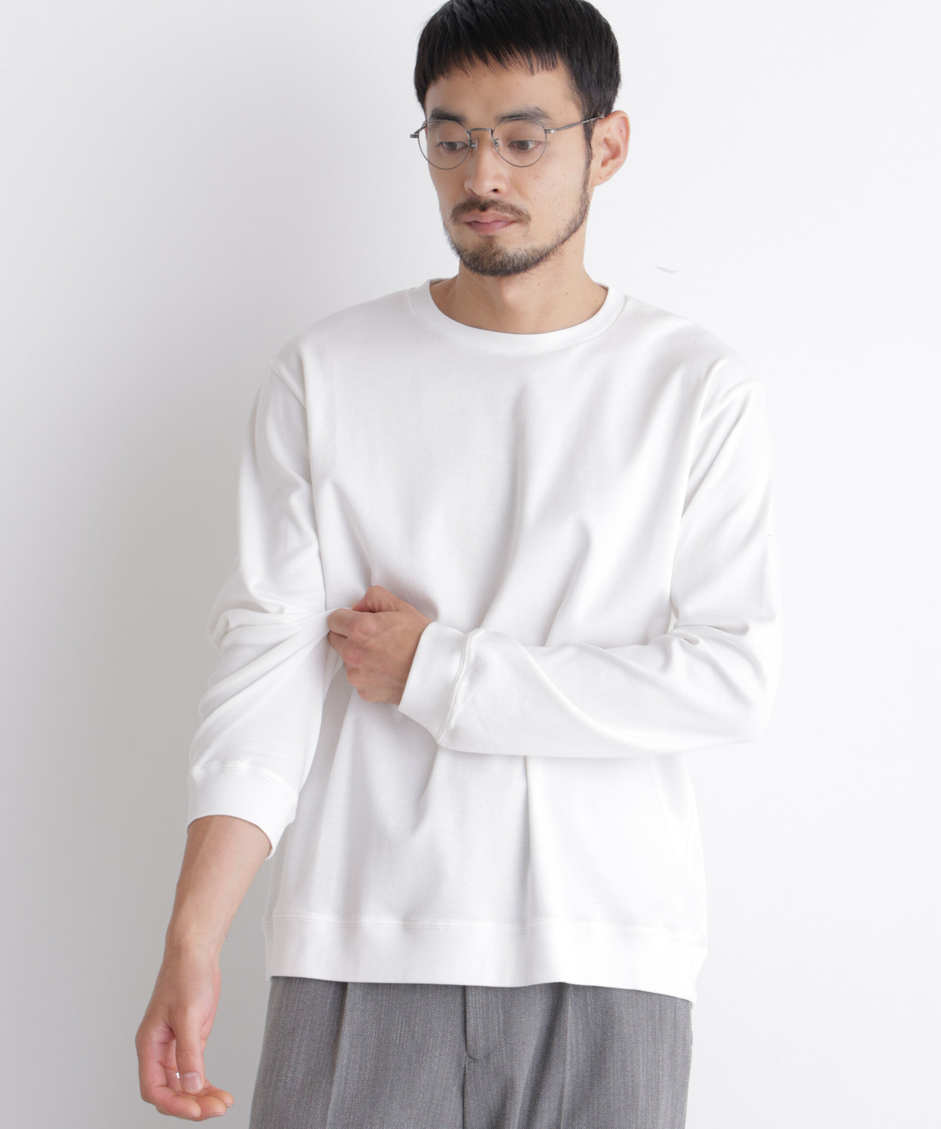 NANO universe「「FORMAL JERSEY」クルーネックカットソー長袖」|Tシャツ・カットソー|