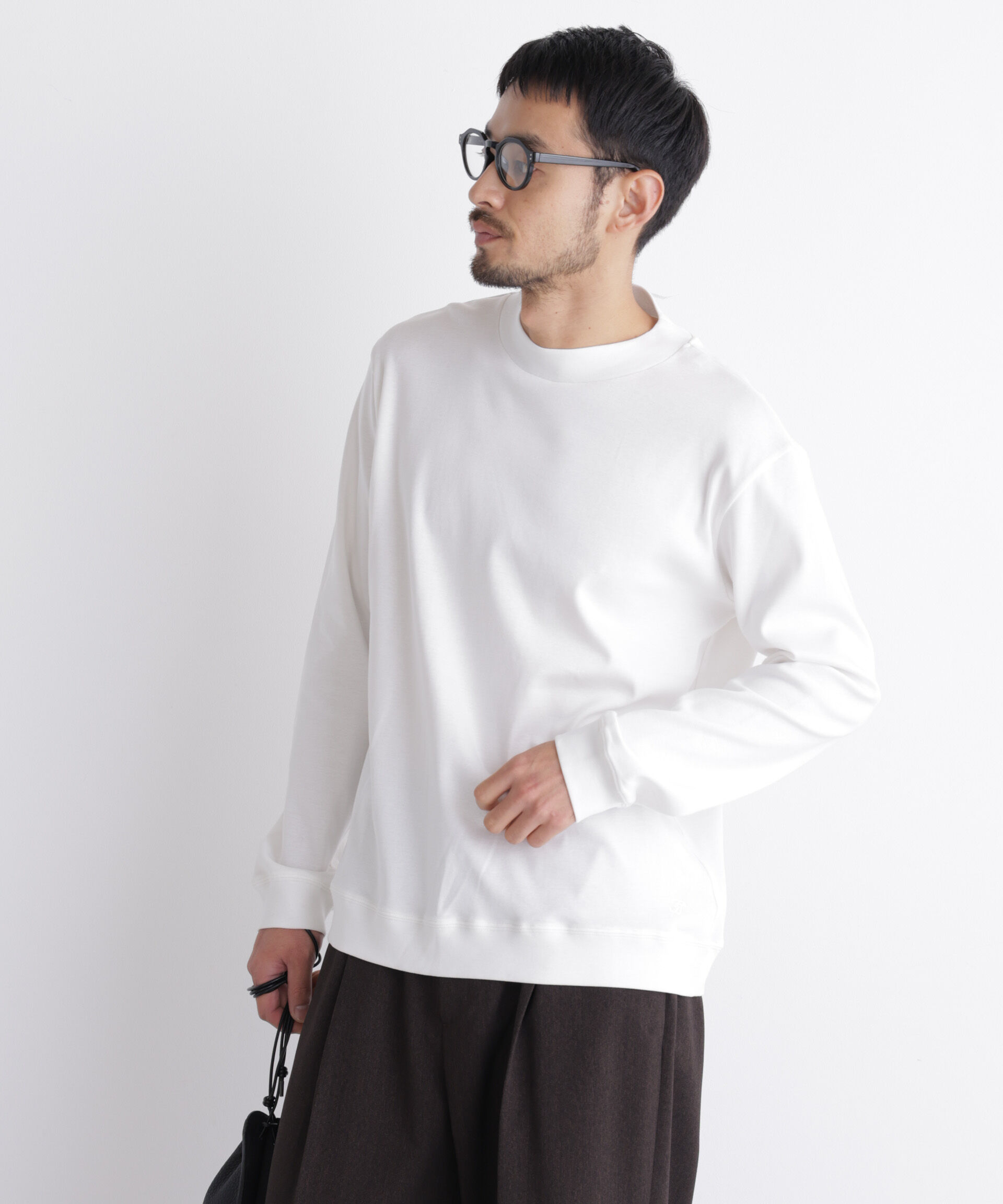 NANO universe「「FORMAL JERSEY」モックネックカットソー長袖」|Tシャツ・カットソー|ホワイト
