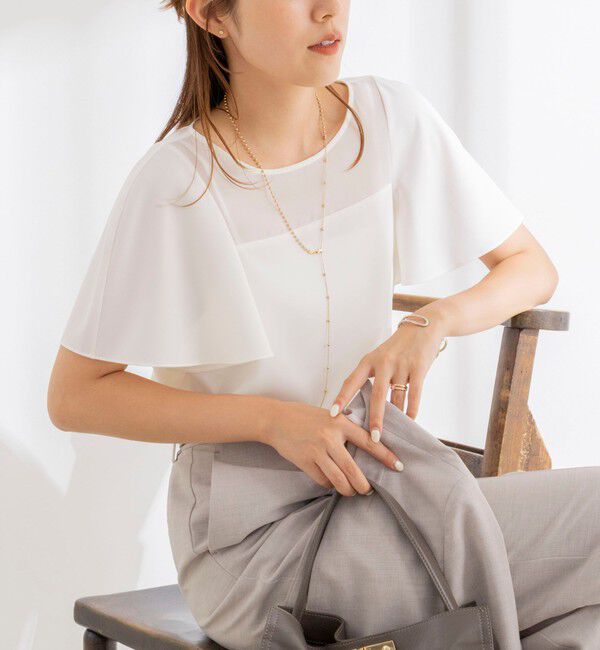 NOLLEY'S「《接触冷感》ウォッシャブルシアー切替ツイルブラウス」|シャツ・ブラウス|
