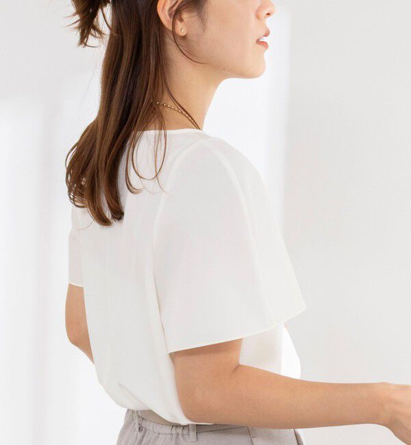 NOLLEY'S「《接触冷感》ウォッシャブルシアー切替ツイルブラウス」|シャツ・ブラウス|