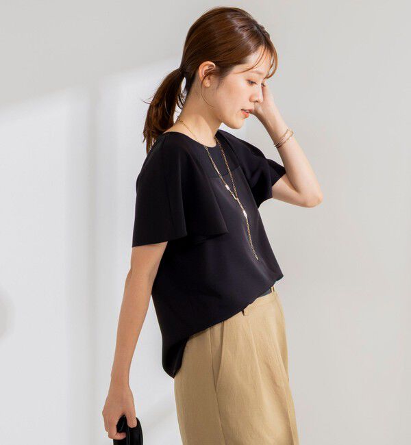 NOLLEY'S「《接触冷感》ウォッシャブルシアー切替ツイルブラウス」|シャツ・ブラウス|