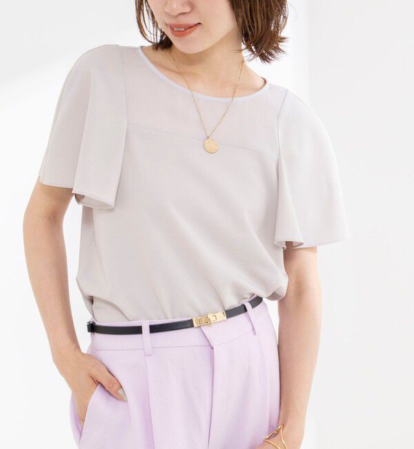 NOLLEY'S「《接触冷感》ウォッシャブルシアー切替ツイルブラウス」|シャツ・ブラウス|