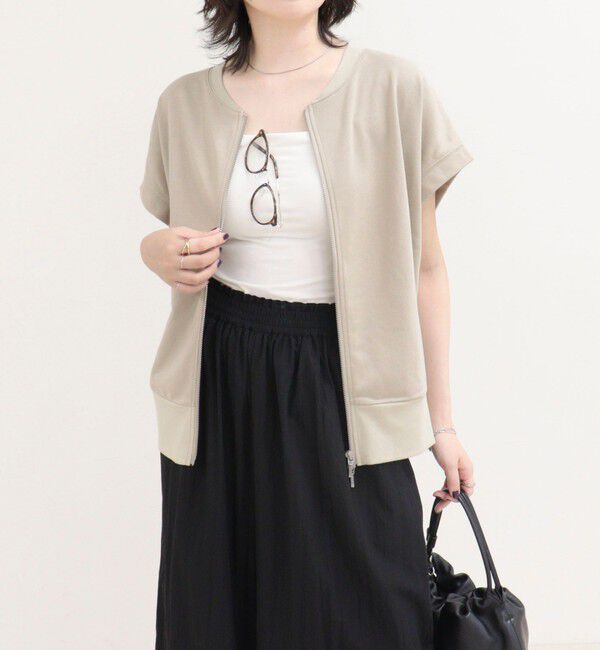 fredy emue「ミニ裏毛前開きZIPプルオーバー」|Tシャツ・カットソー|ベージュ