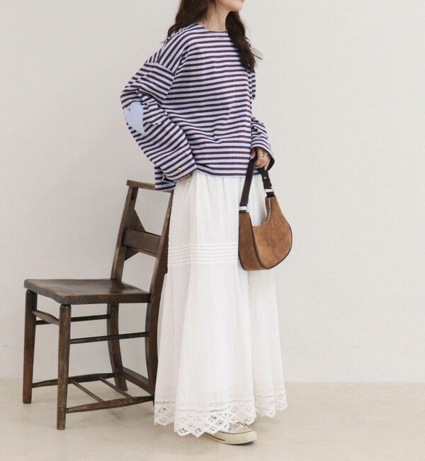 fredy emue「ボーダーハートパッチプルオーバーカットソー」|Tシャツ・カットソー|