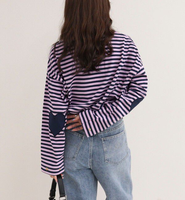 fredy emue「ボーダーハートパッチプルオーバーカットソー」|Tシャツ・カットソー|