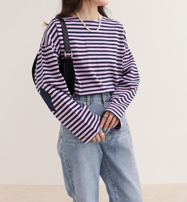 fredy emue「ボーダーハートパッチプルオーバーカットソー」|Tシャツ・カットソー|