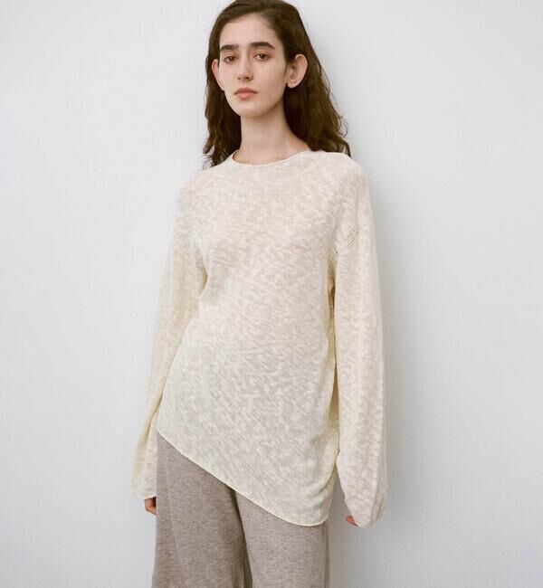 UNFIL「UNFIL | コットンシルク スラブヤーン ボトルネックプルオーバー WOMEN」|ニット・セーター|OFFWHITE
