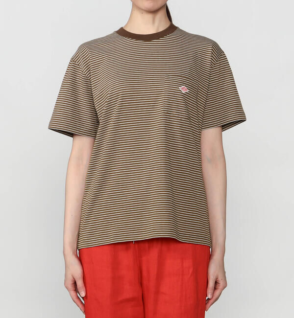 DANTON「DANTON | マルチボーダー ポケットクルーネックTシャツ WOMEN」|Tシャツ・カットソー|