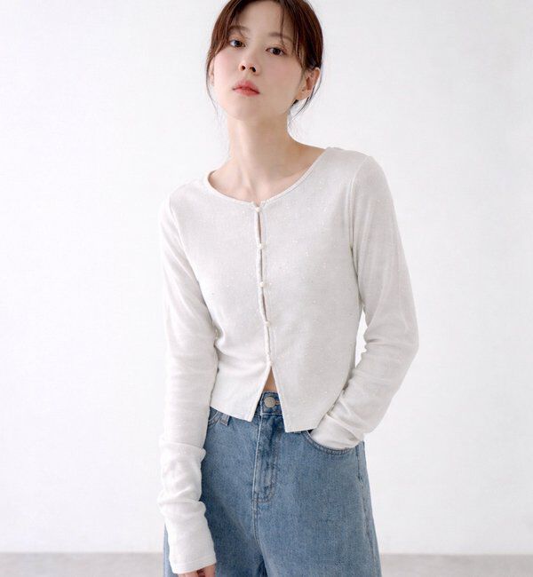  「リブスタッズカーディガン」|Tシャツ・カットソー|オフホワイト