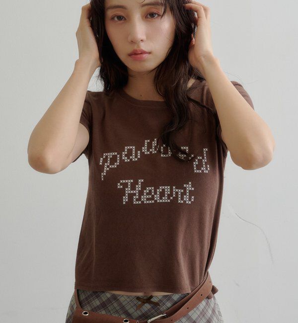  「【S.Mサイズ展開】ピクセルロゴTEE」|Tシャツ・カットソー|ブラウン