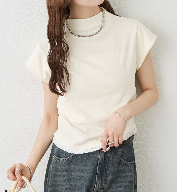  「プレート付きハイネックTシャツ」|Tシャツ・カットソー|