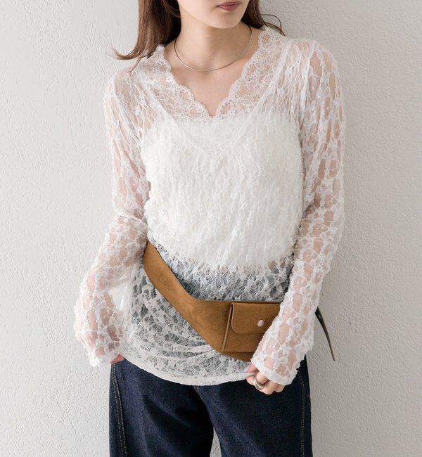  「パネルVレースプルオーバー」|Tシャツ・カットソー|