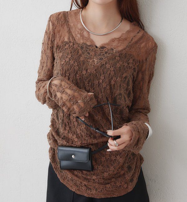  「パネルVレースプルオーバー」|Tシャツ・カットソー|