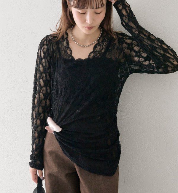 「パネルVレースプルオーバー」|Tシャツ・カットソー|