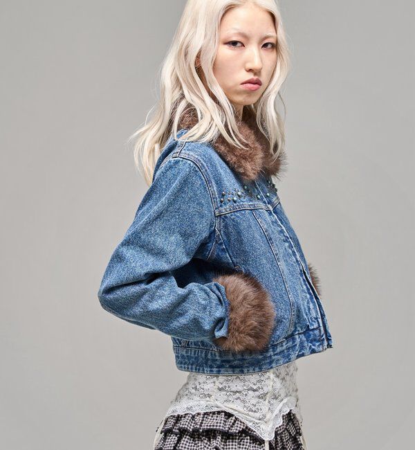  「【26AW LOOK掲載品番】ビジュファーデニムジャケット」|ブルゾン・スタジャン|