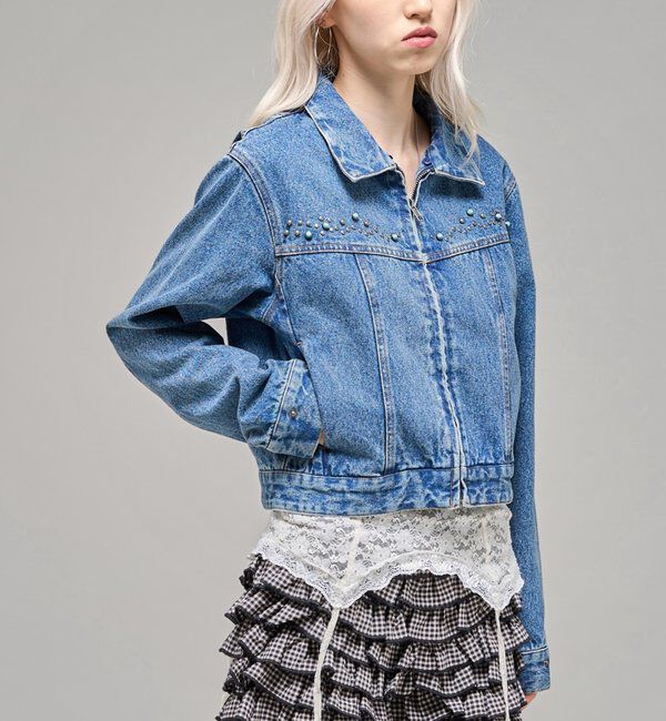  「【26AW LOOK掲載品番】ビジュファーデニムジャケット」|ブルゾン・スタジャン|