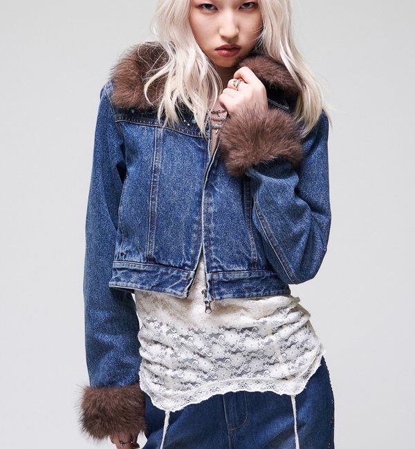  「【26AW LOOK掲載品番】ビジュファーデニムジャケット」|ブルゾン・スタジャン|