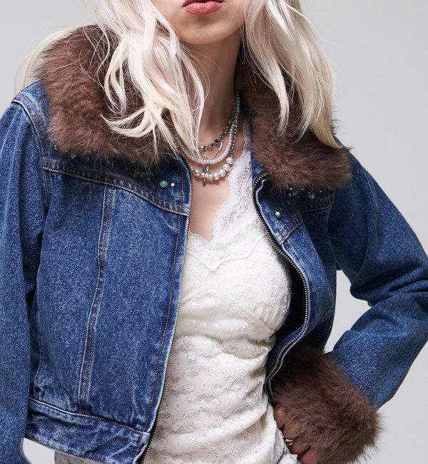  「【26AW LOOK掲載品番】ビジュファーデニムジャケット」|ブルゾン・スタジャン|