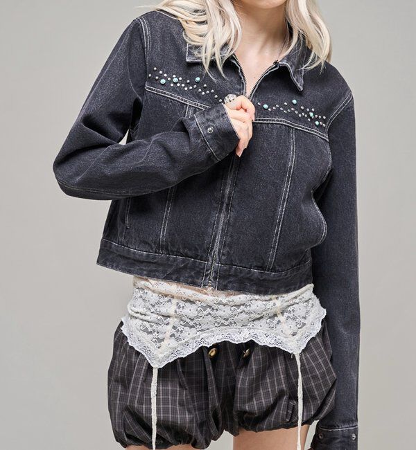  「【26AW LOOK掲載品番】ビジュファーデニムジャケット」|ブルゾン・スタジャン|