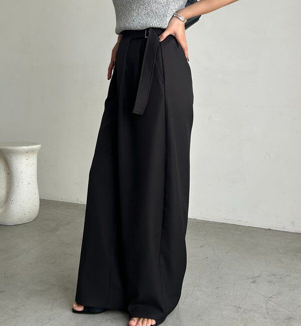  「サイドベルトタックパンツ」|チノ|