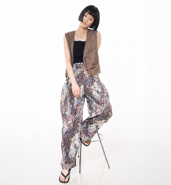 NOMINE「水彩アート ニュアンスプリント ワイドタックパンツ」|その他|