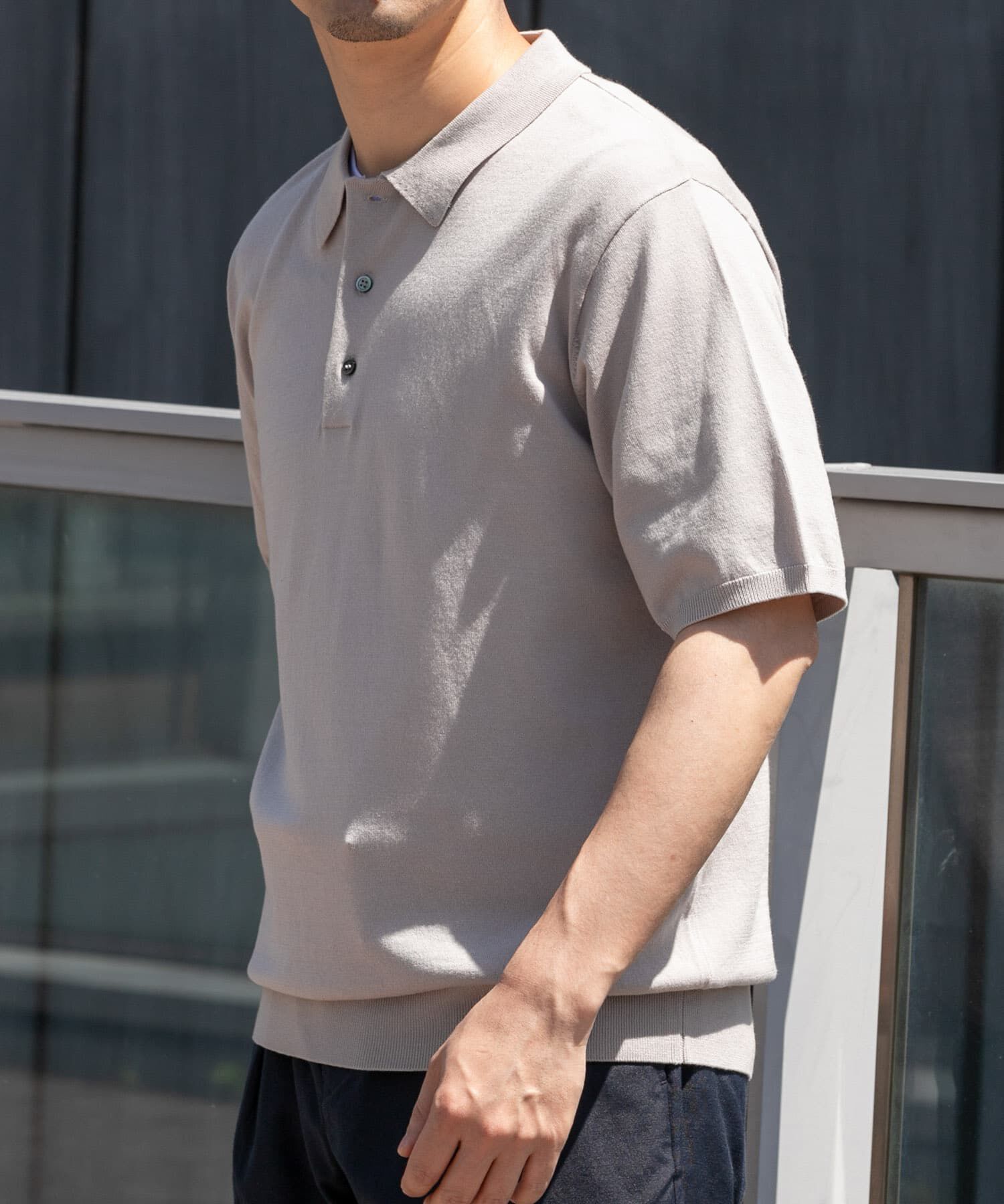 URBAN RESEARCH ROSSO「『WEB限定』シルク混サマーニットポロシャツ」|ポロシャツ|グレー系その他