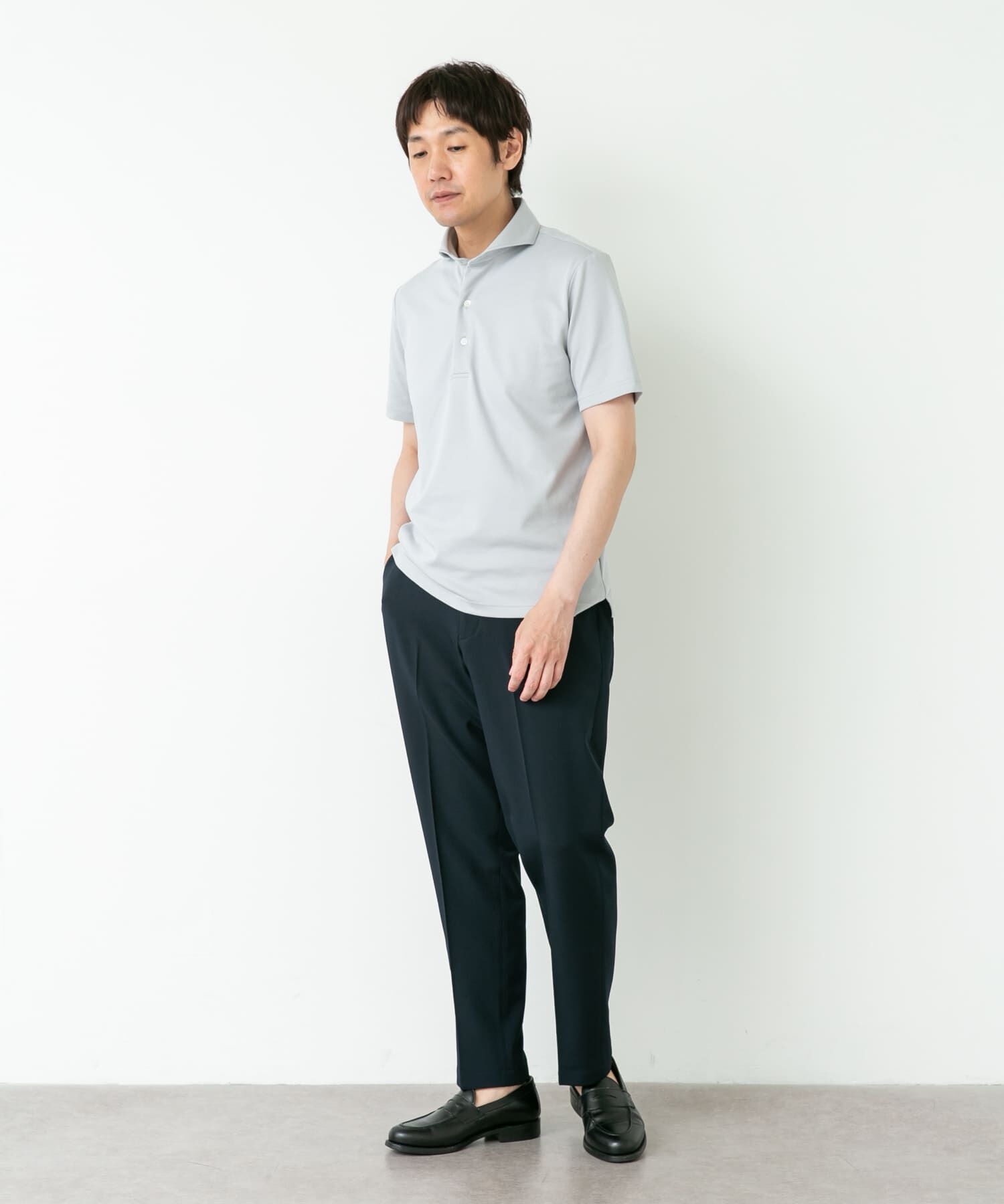 URBAN RESEARCH DOORS「LIFE STYLE TAILOR　カッタウェイ鹿の子半袖プルオーバー」|シャツ・ブラウス|