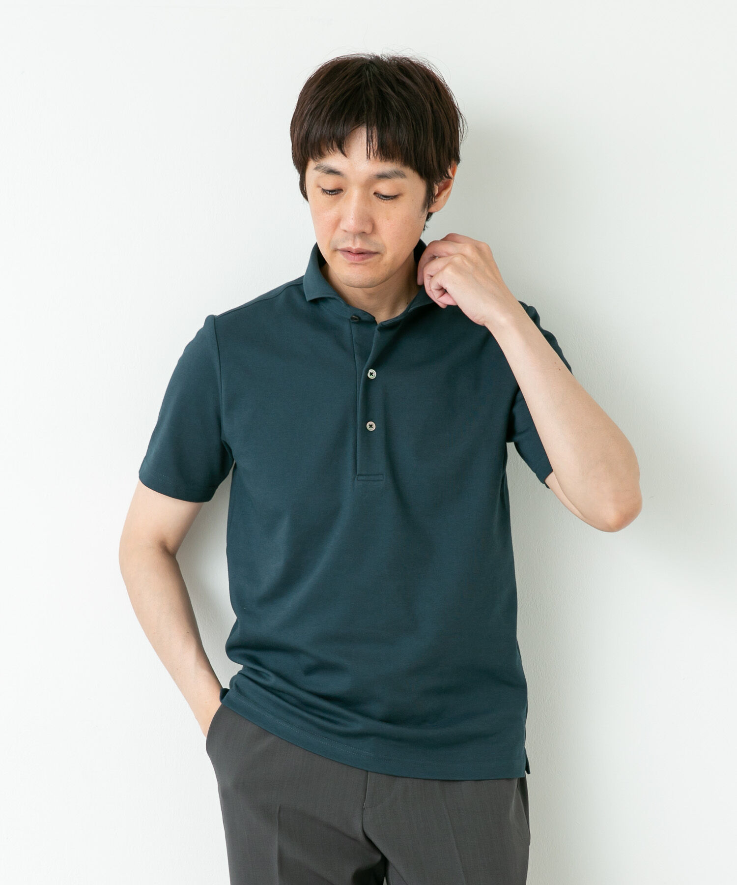 URBAN RESEARCH DOORS「LIFE STYLE TAILOR　カッタウェイ鹿の子半袖プルオーバー」|シャツ・ブラウス|