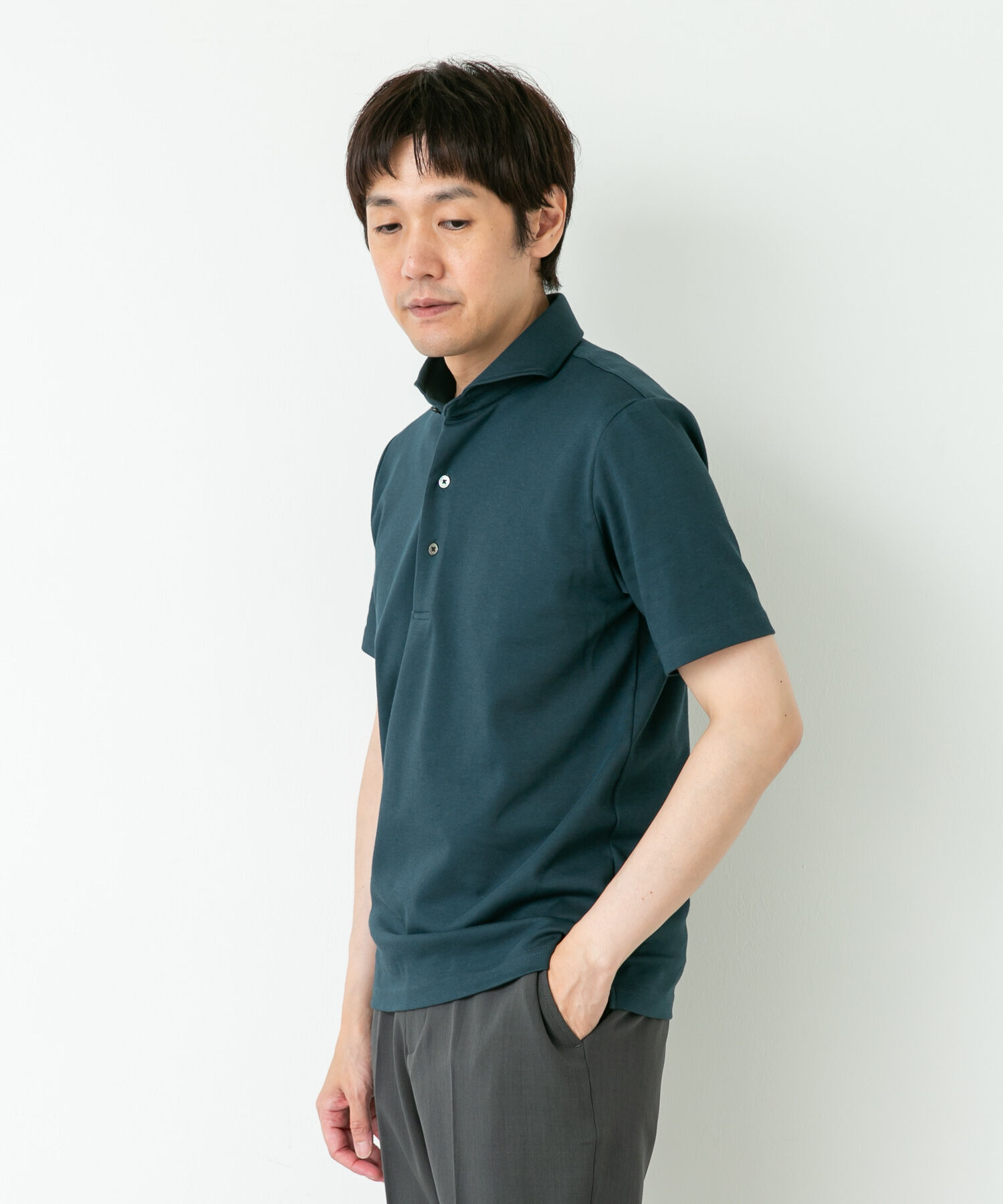 URBAN RESEARCH DOORS「LIFE STYLE TAILOR　カッタウェイ鹿の子半袖プルオーバー」|シャツ・ブラウス|