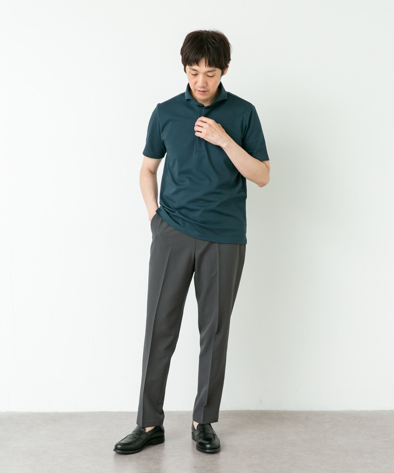 URBAN RESEARCH DOORS「LIFE STYLE TAILOR　カッタウェイ鹿の子半袖プルオーバー」|シャツ・ブラウス|