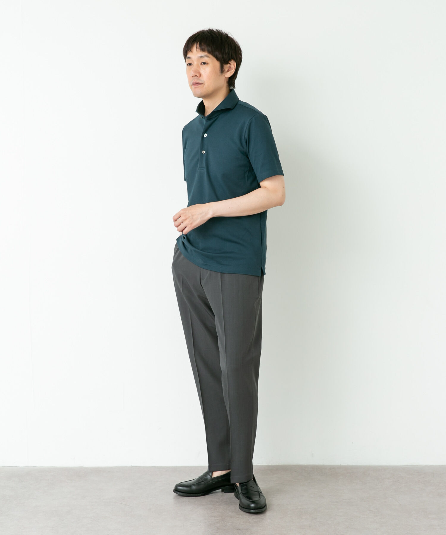 URBAN RESEARCH DOORS「LIFE STYLE TAILOR　カッタウェイ鹿の子半袖プルオーバー」|シャツ・ブラウス|