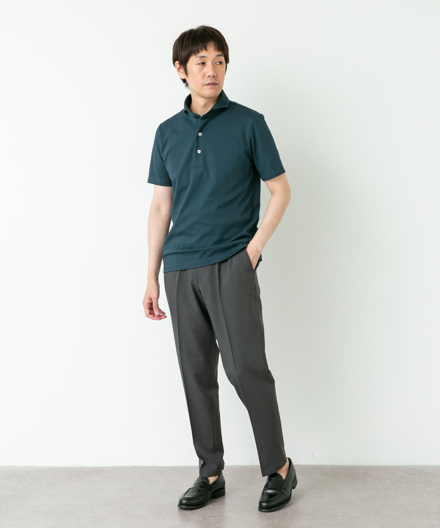 URBAN RESEARCH DOORS「LIFE STYLE TAILOR　カッタウェイ鹿の子半袖プルオーバー」|シャツ・ブラウス|