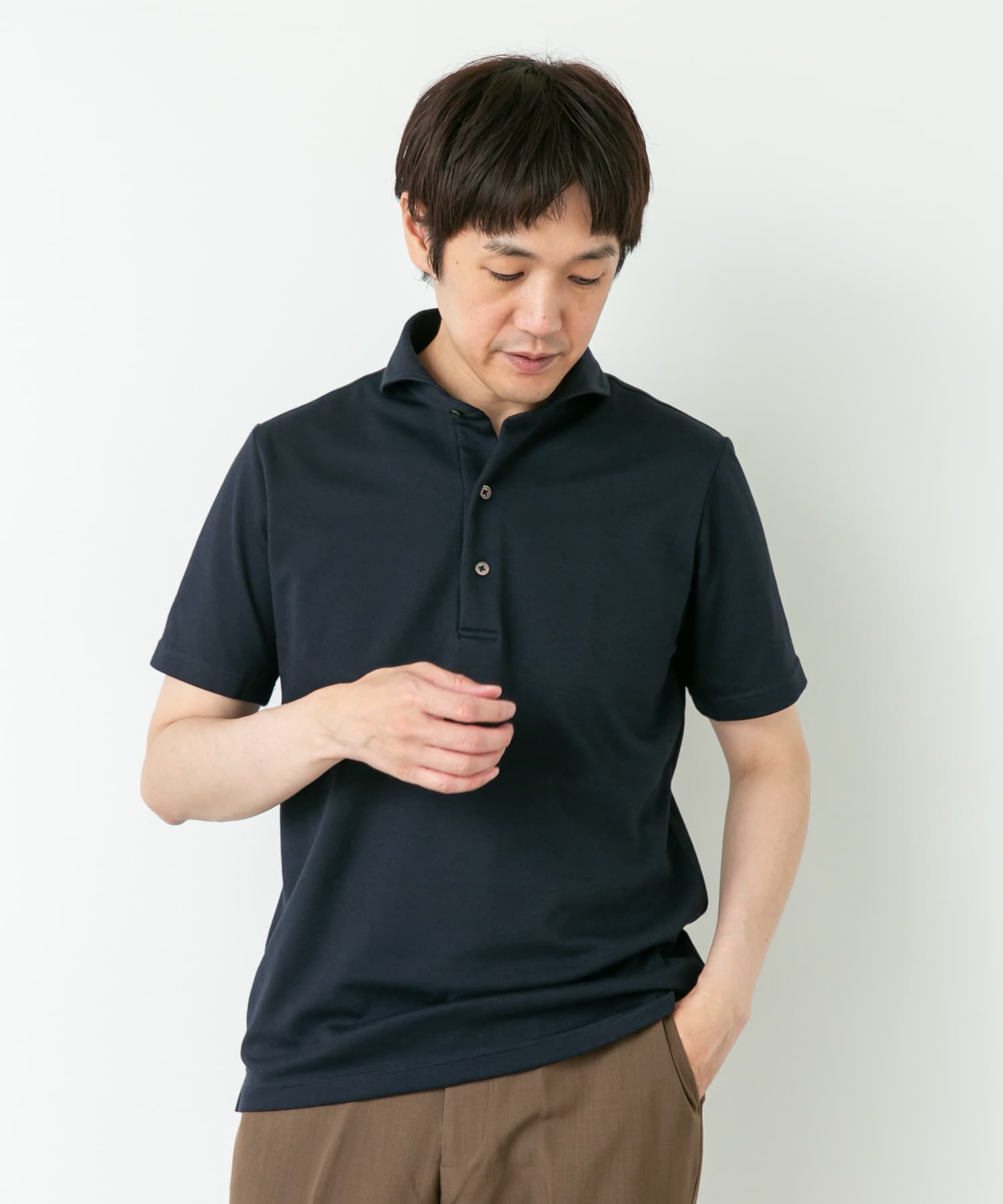URBAN RESEARCH DOORS「LIFE STYLE TAILOR　カッタウェイ鹿の子半袖プルオーバー」|シャツ・ブラウス|